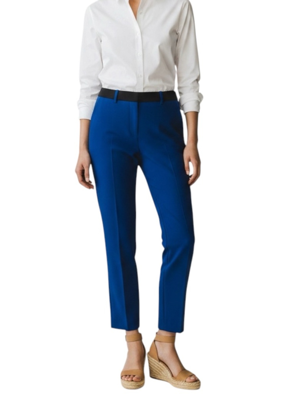 MICHAEL KORS Runway Collection Virgin Wool Colorblock Dress Pants in Royal/Black